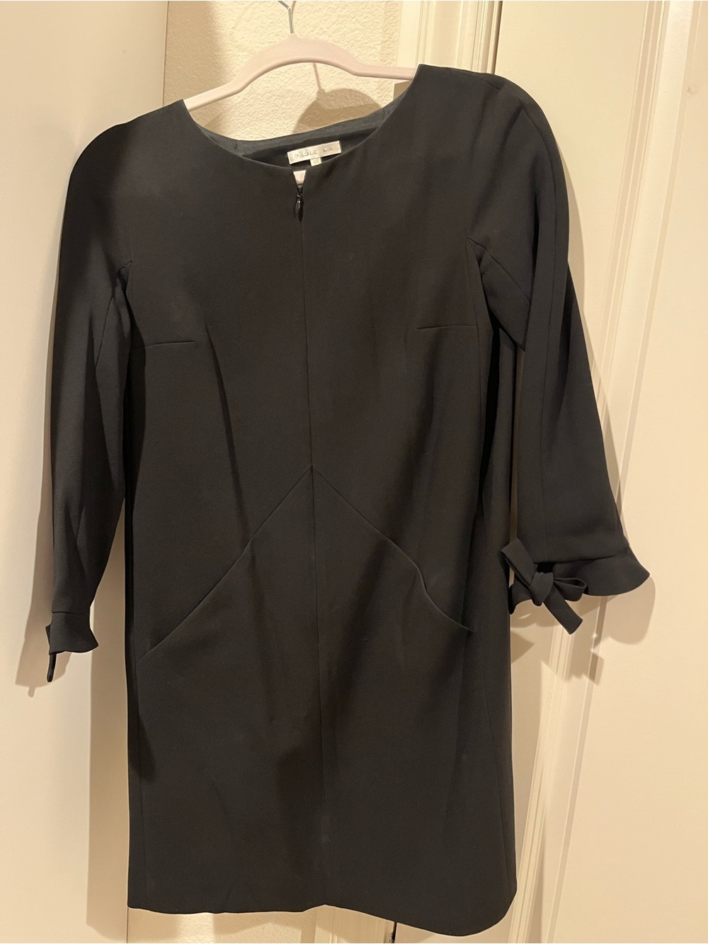 PAULE KA Black Long Sleeve Tie-Cuff Sheath Dress | Size 36